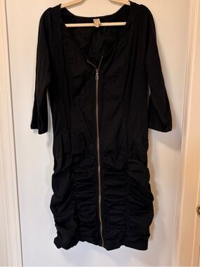 XCVI Black Long Sleeve Dress Size XL Rouched Contemporary Goth Casual Witchy